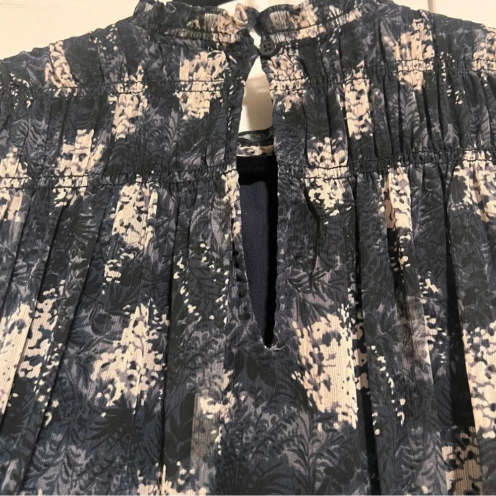 Joie Black and Cream Floral Midi Shift Dress